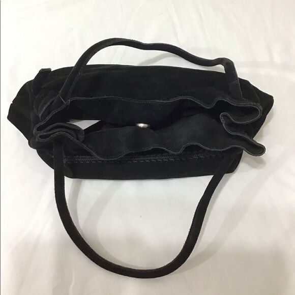 BOTTEGA VENETA Black Suede Leather Structured Top Handle Drawstring Shoulder Bag - Picture 9 of 16